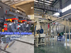 Complicated large moisture raw material wood pellet production